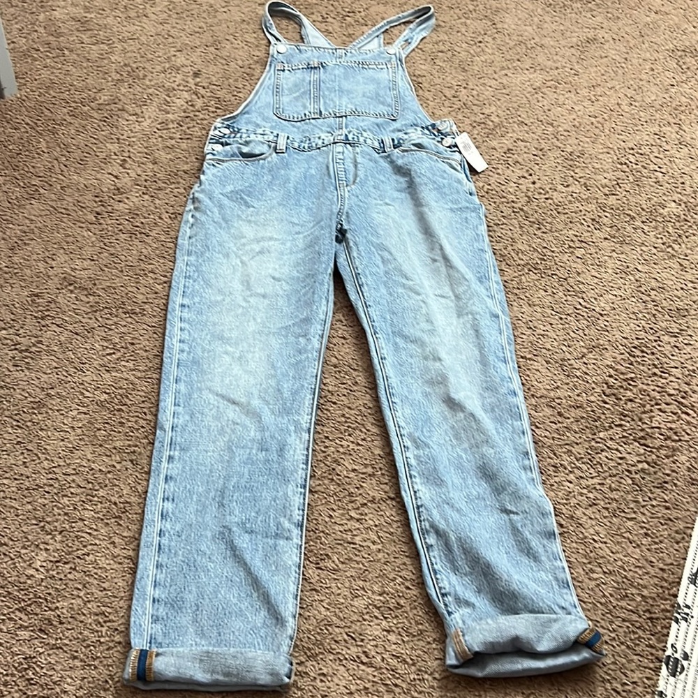 light washed jean overalls